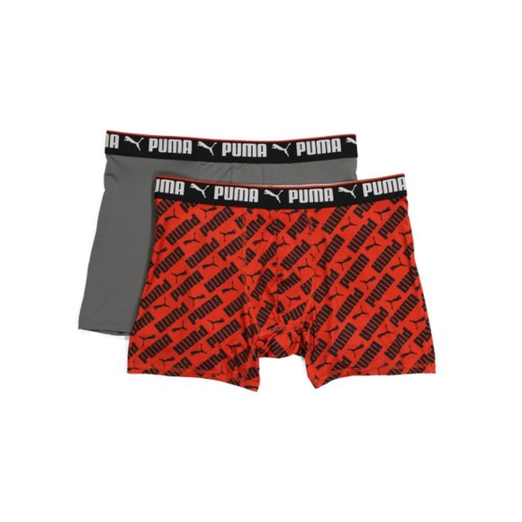 PUMA Red/black Men's 2pk Sportstyle Boxer Briefs - Picture 1 of 2